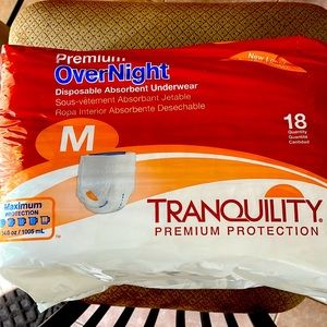 Tranquility Premium Overnight Disposable Underwear M - 18 in package